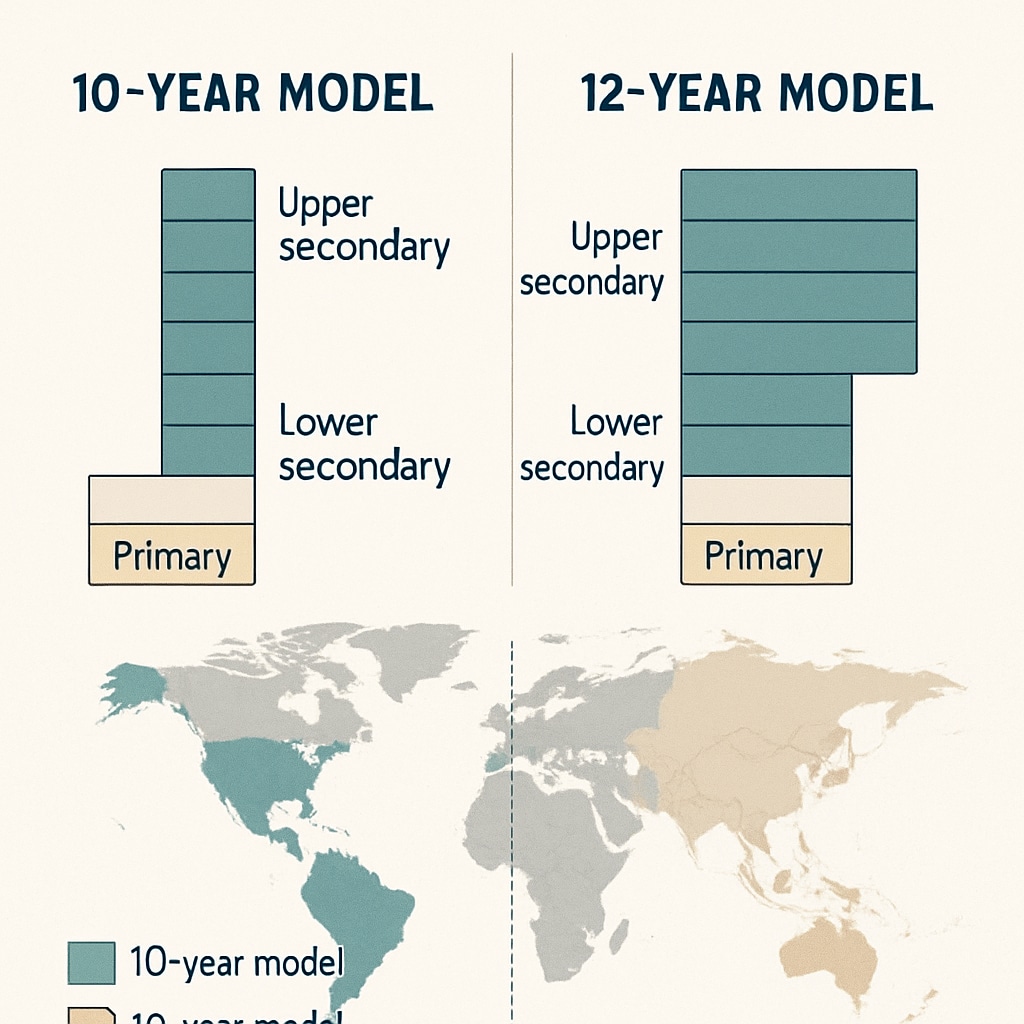 Education system disparities illustrated through 10-year vs. 12-year models.