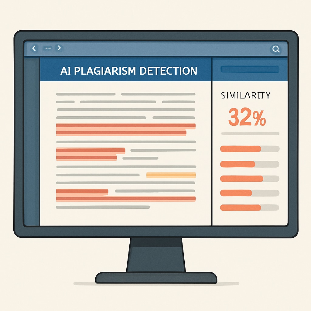 AI-powered plagiarism detection tool identifying text similarities.