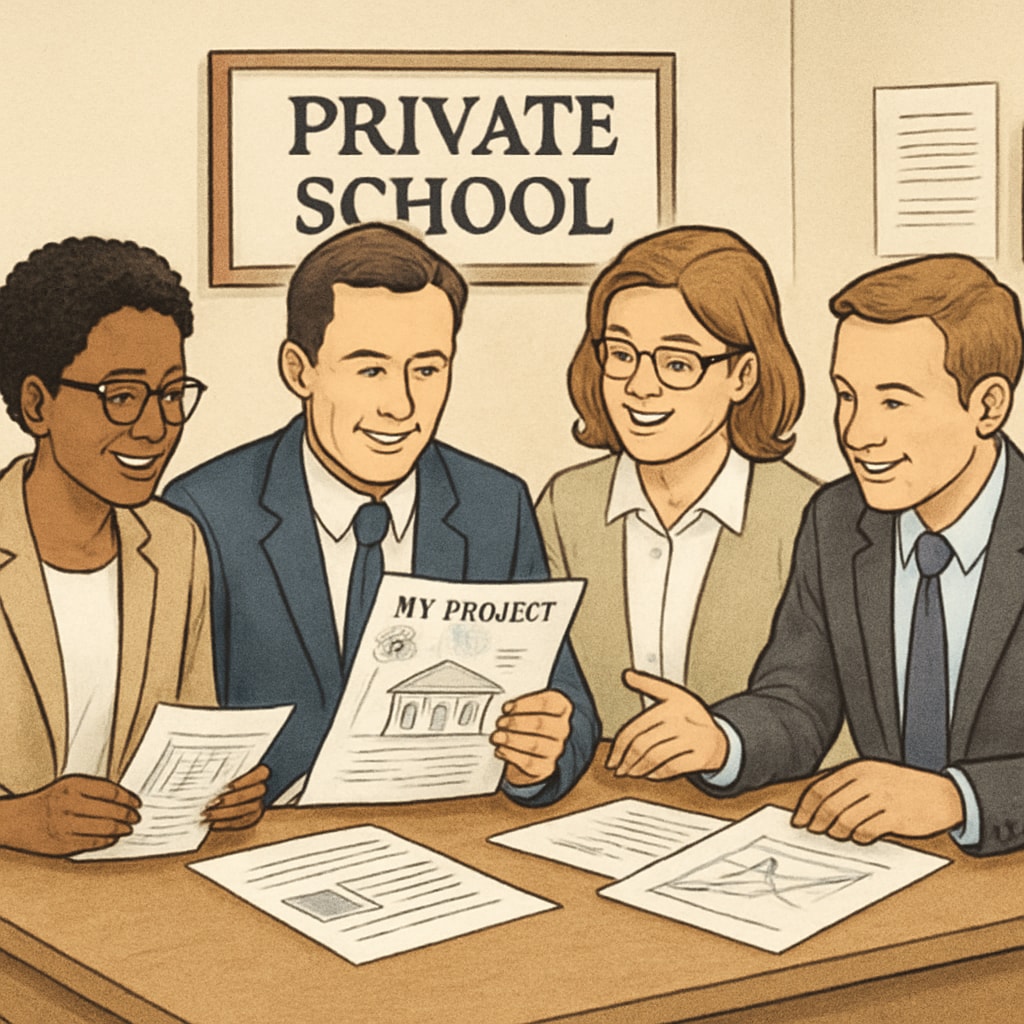 Private school teachers collaborating, highlighting recruitment needs for specialized talent.