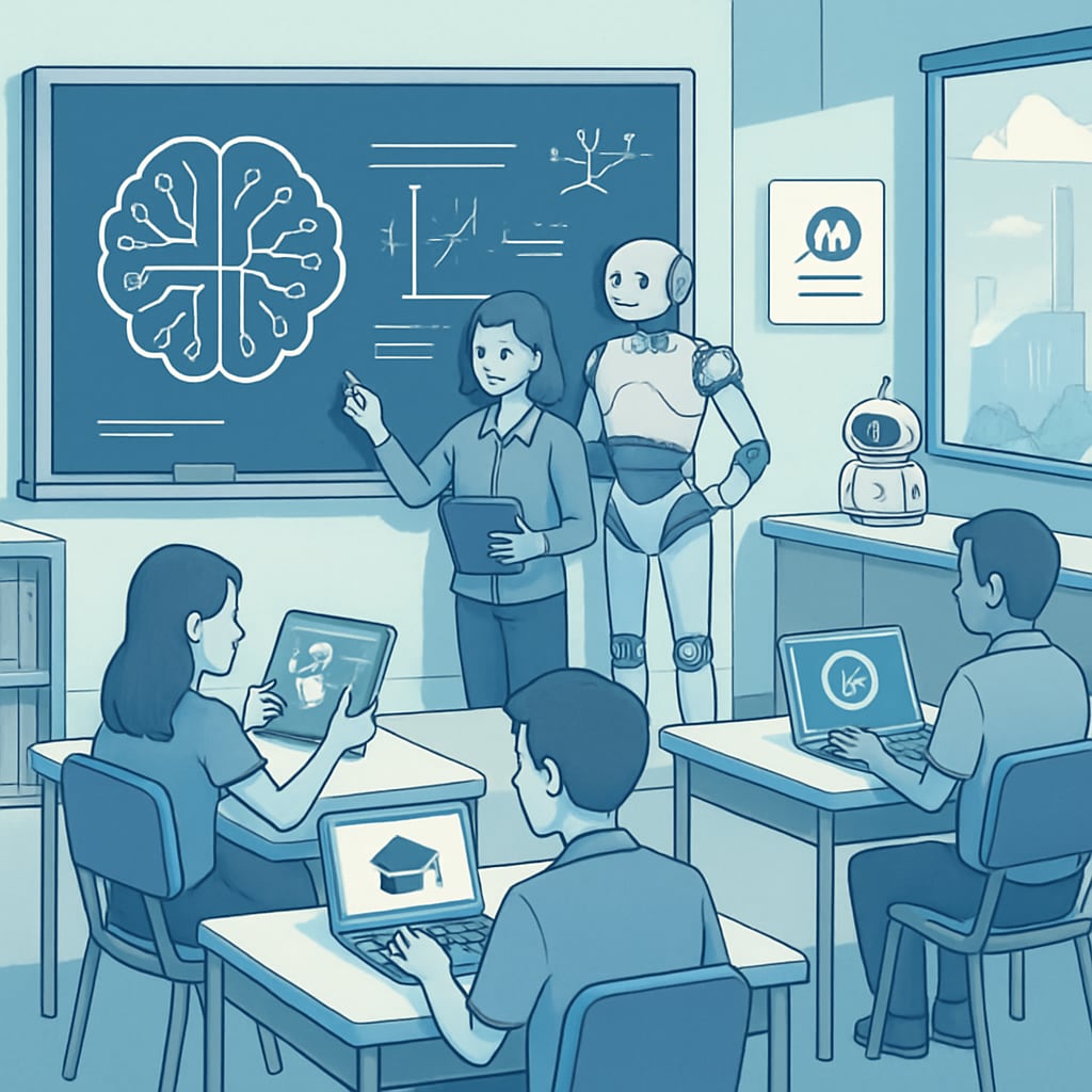 AI-powered educational tools in a K12 classroom setting.