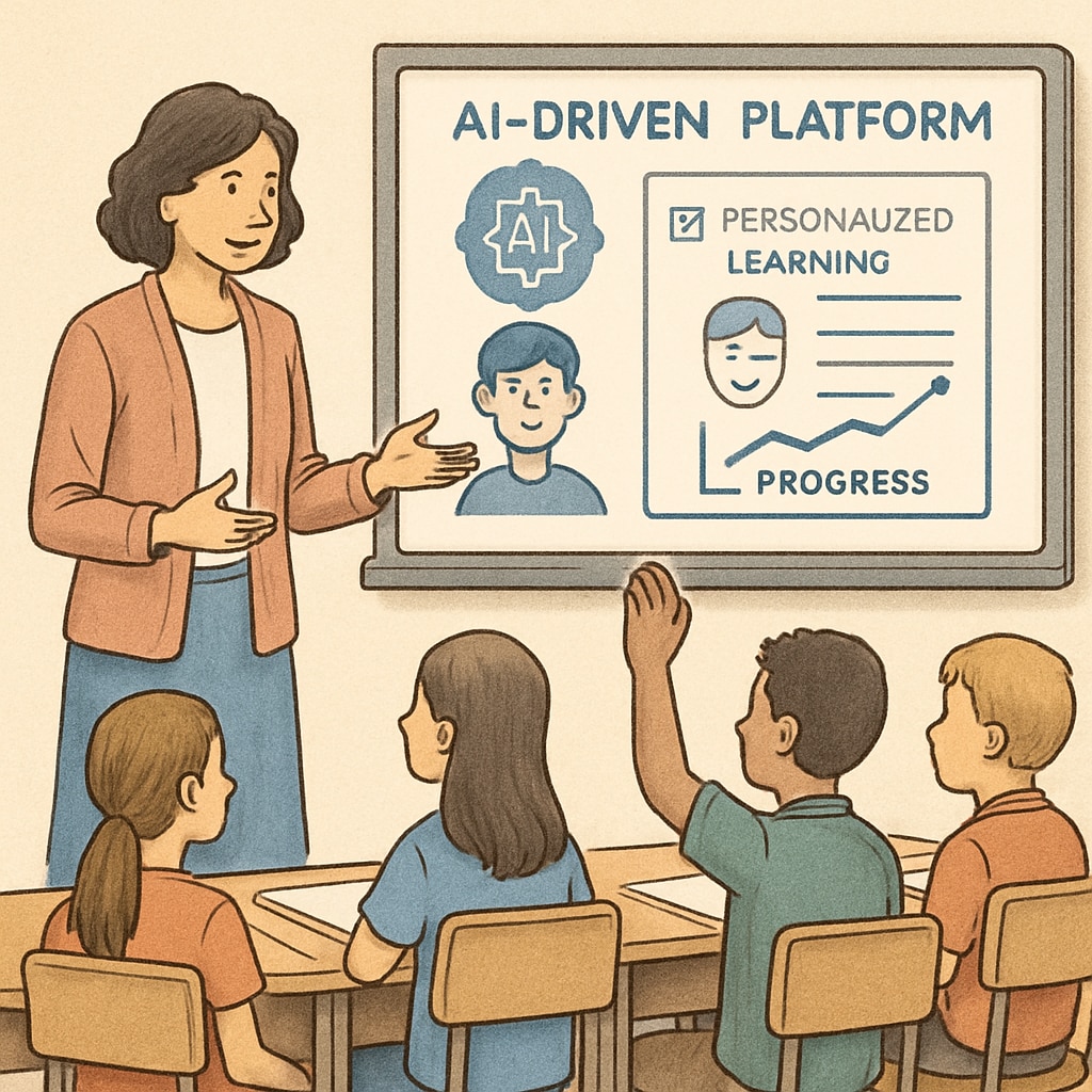 Teacher using AI-powered tools for personalized student learning.