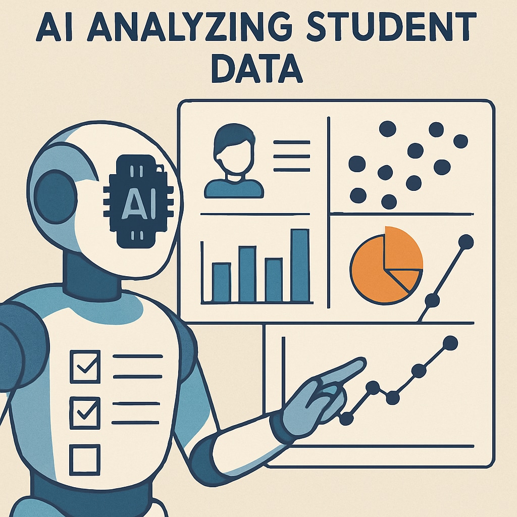 AI system analyzing student data for deep learning tracking in education.