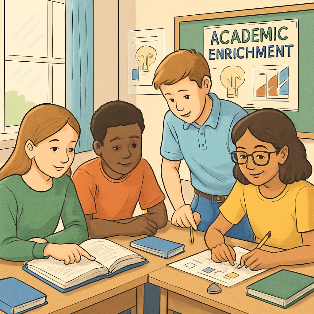 Gifted students collaborating in an academic enrichment program.