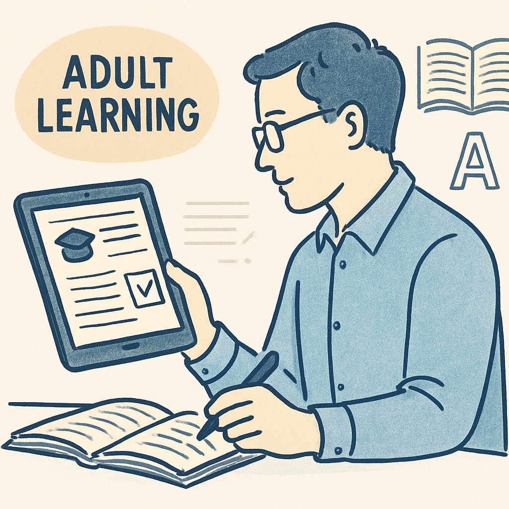 Adult reviewing educational material, addressing childhood learning gaps.