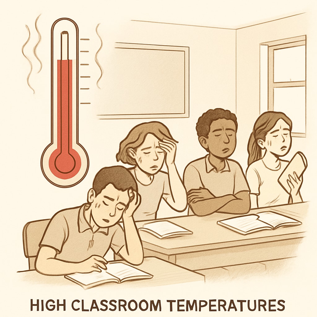 High temperatures in a classroom affecting students’ focus and comfort
