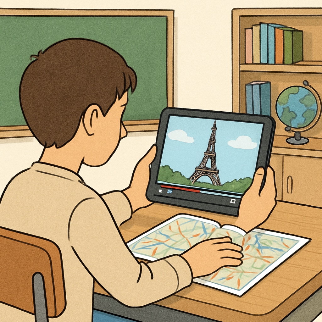 Student learning geography through tourism short videos about the Eiffel Tower