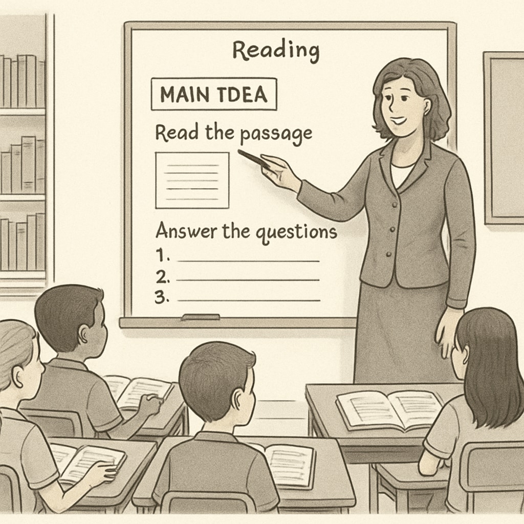 Fifth-grade ELA teacher leading a structured reading session with students.