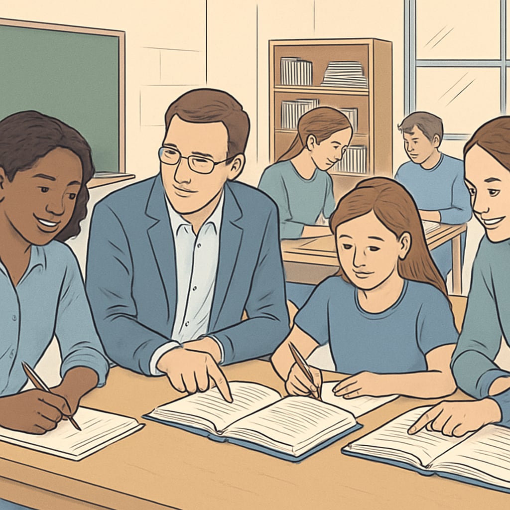 Students receiving tutoring support in a classroom setting to improve completion rates.