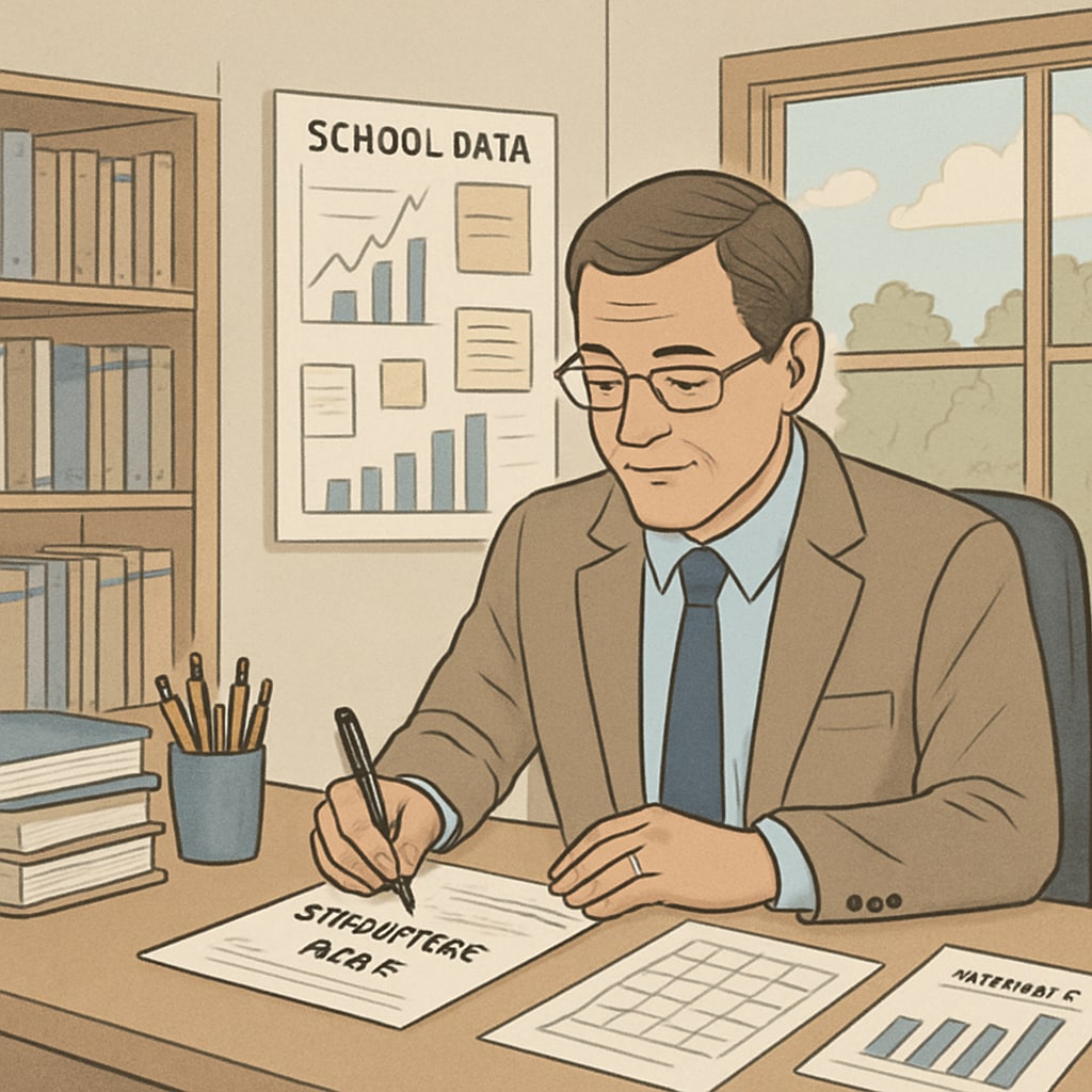 School administrator planning, showcasing non-teaching education roles