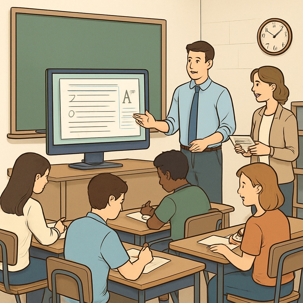 AI grading software reducing teacher workload in education.