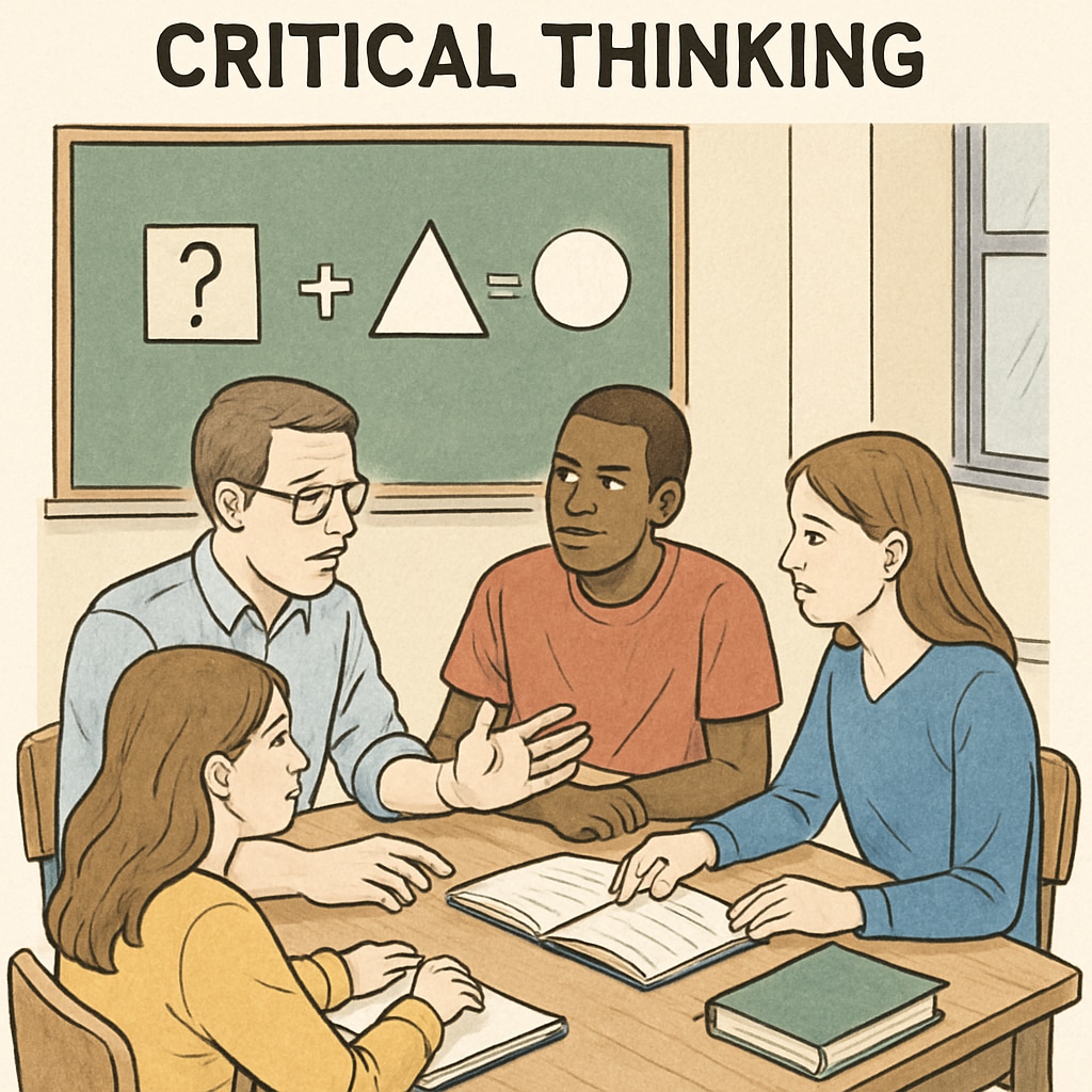 Students developing critical thinking skills in a classroom discussion.