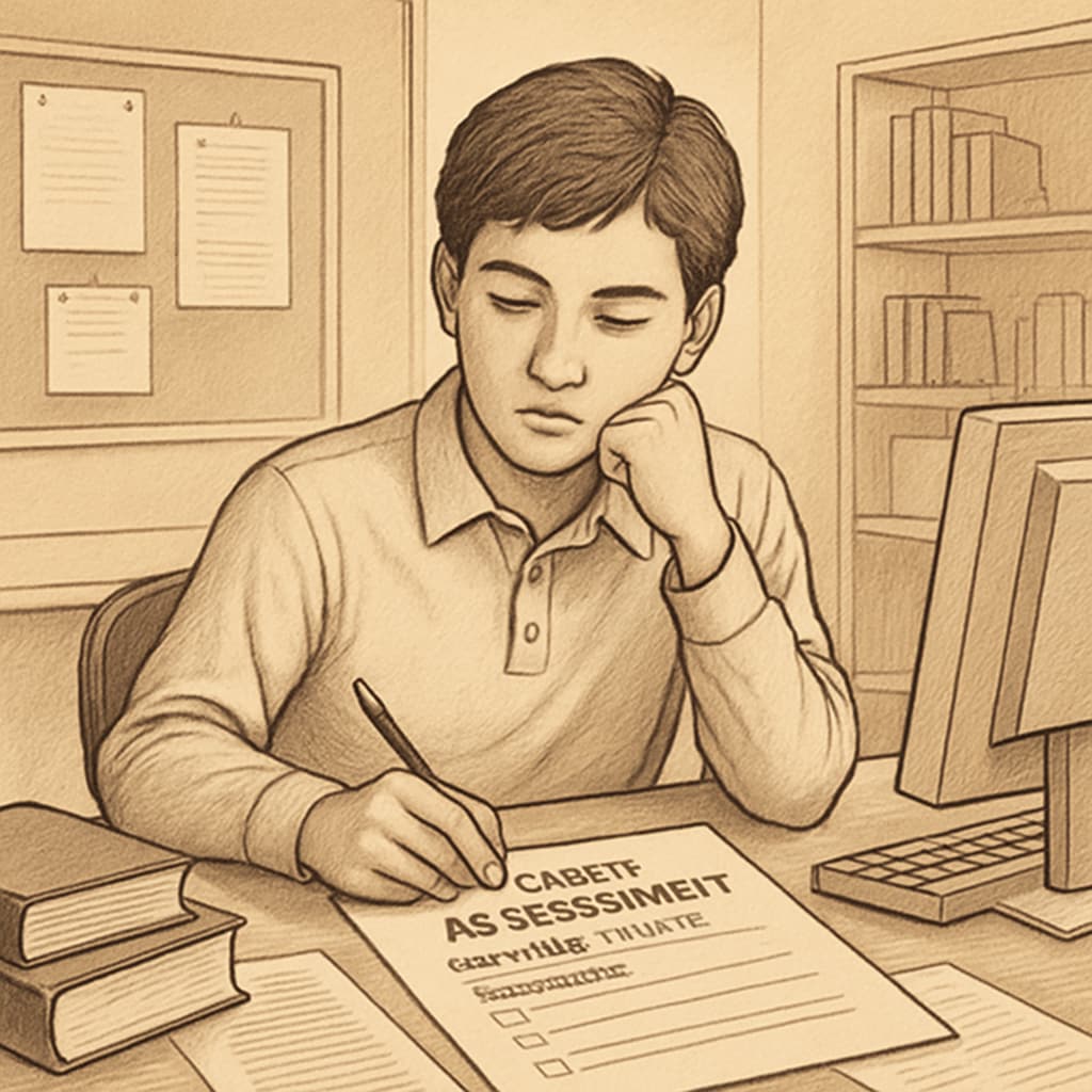 A student exploring their career options through self-assessment tools while considering STEM.