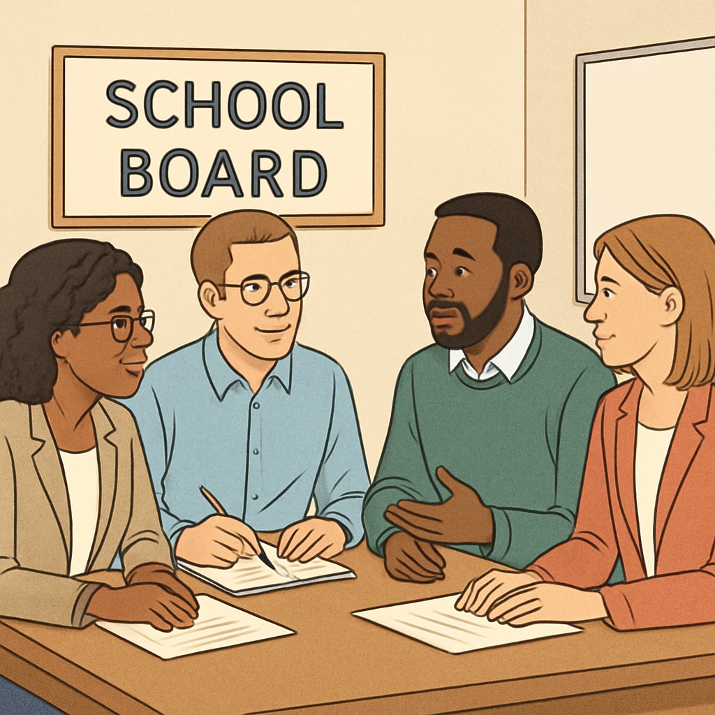School board members collaborating to ensure effective governance and educational change.