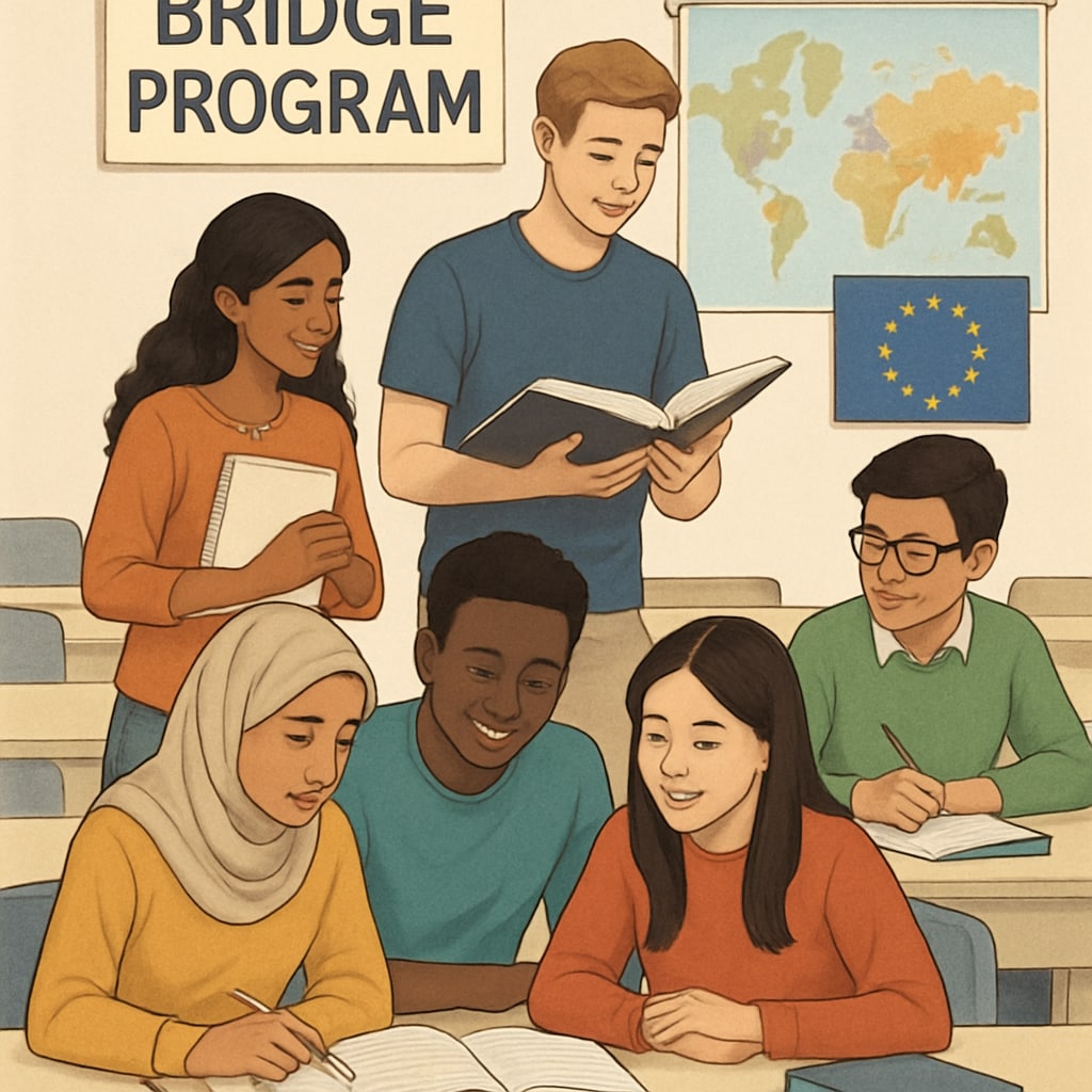 International students in a preparatory program for EU admission challenges.