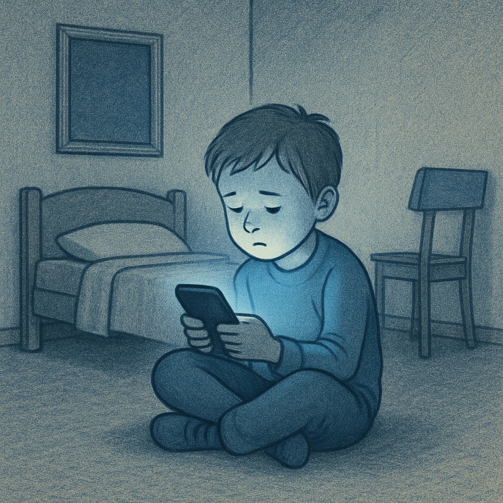 A child experiencing the psychological effects of excessive technology use.