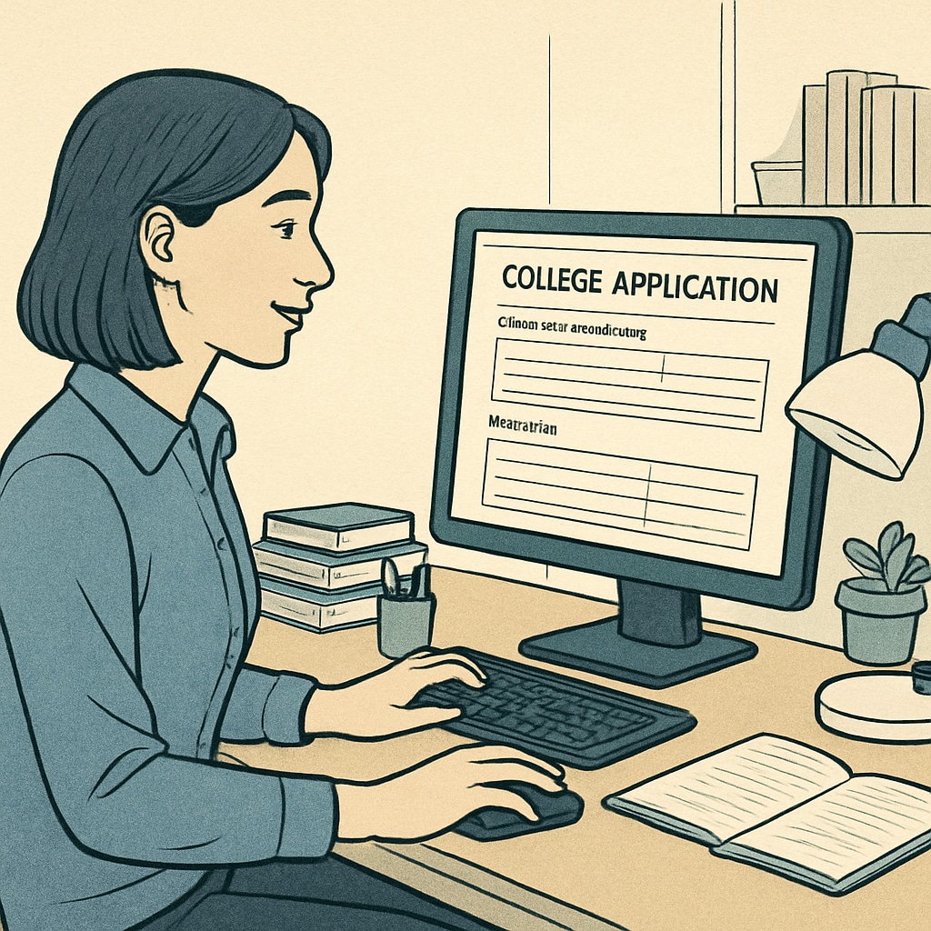 A student submitting a college application online, symbolizing the importance of integrity.