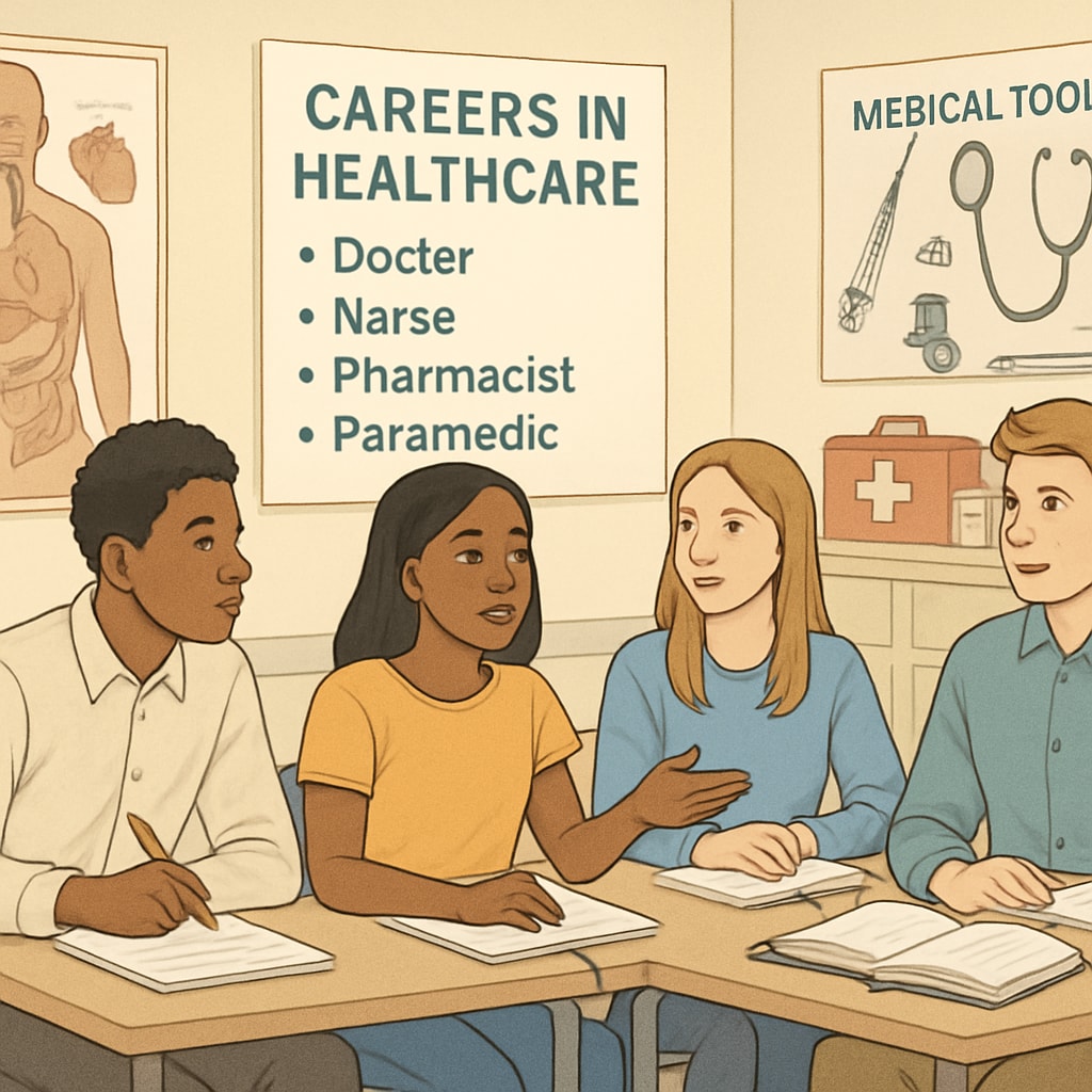 Students exploring career planning resources in healthcare and gifted education.