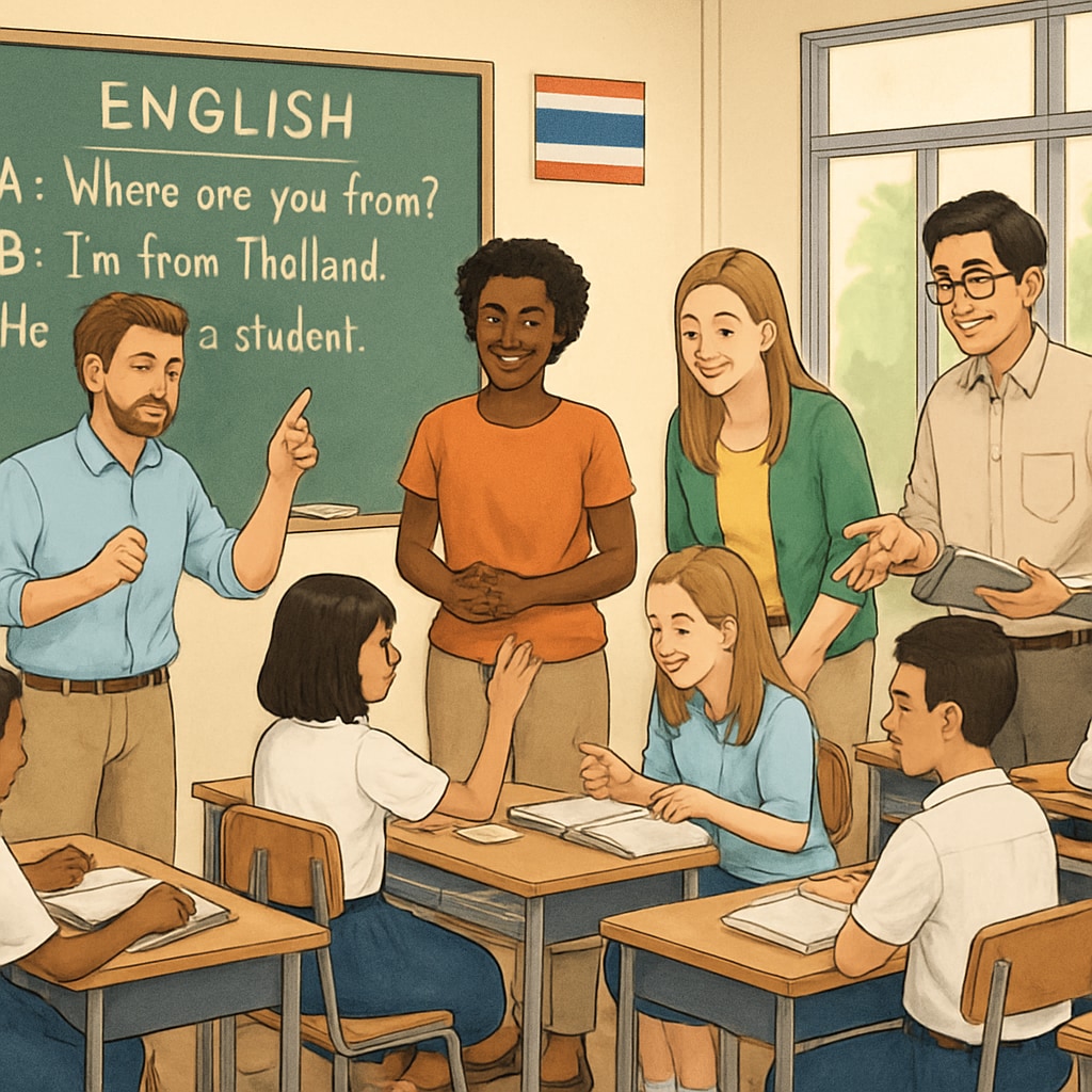 Educators teaching English to Thai students during the summer camp program.