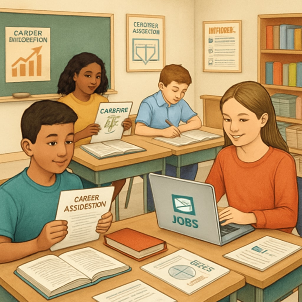 Students exploring career assessment tools to enhance career planning and motivation.