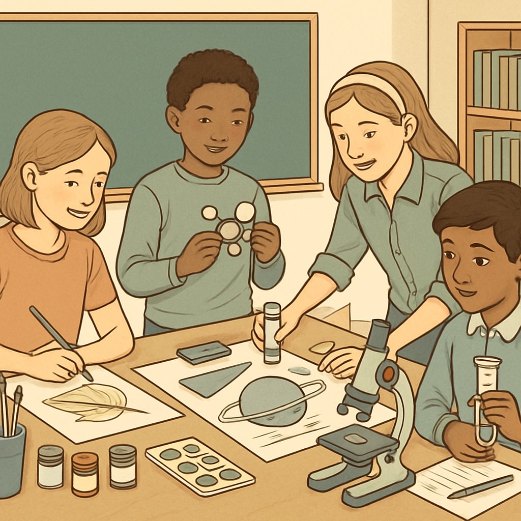 Collaborative learning project highlighting creativity and innovation in education.