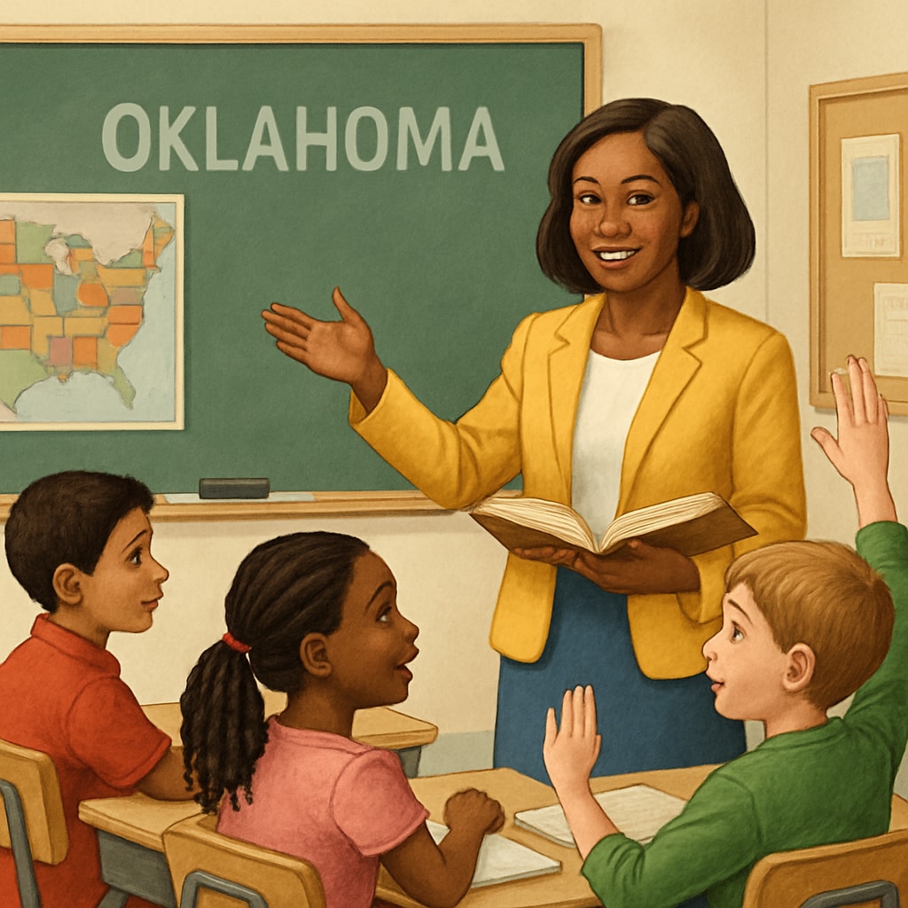 Diverse teacher-student interaction in an Oklahoma classroom.