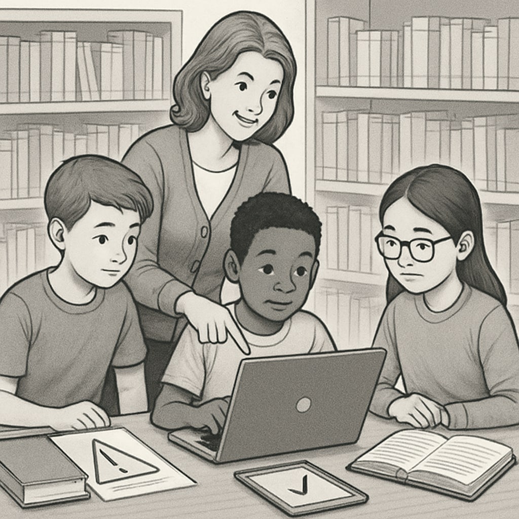Teacher helping students overcome challenges in accessing restricted educational content.