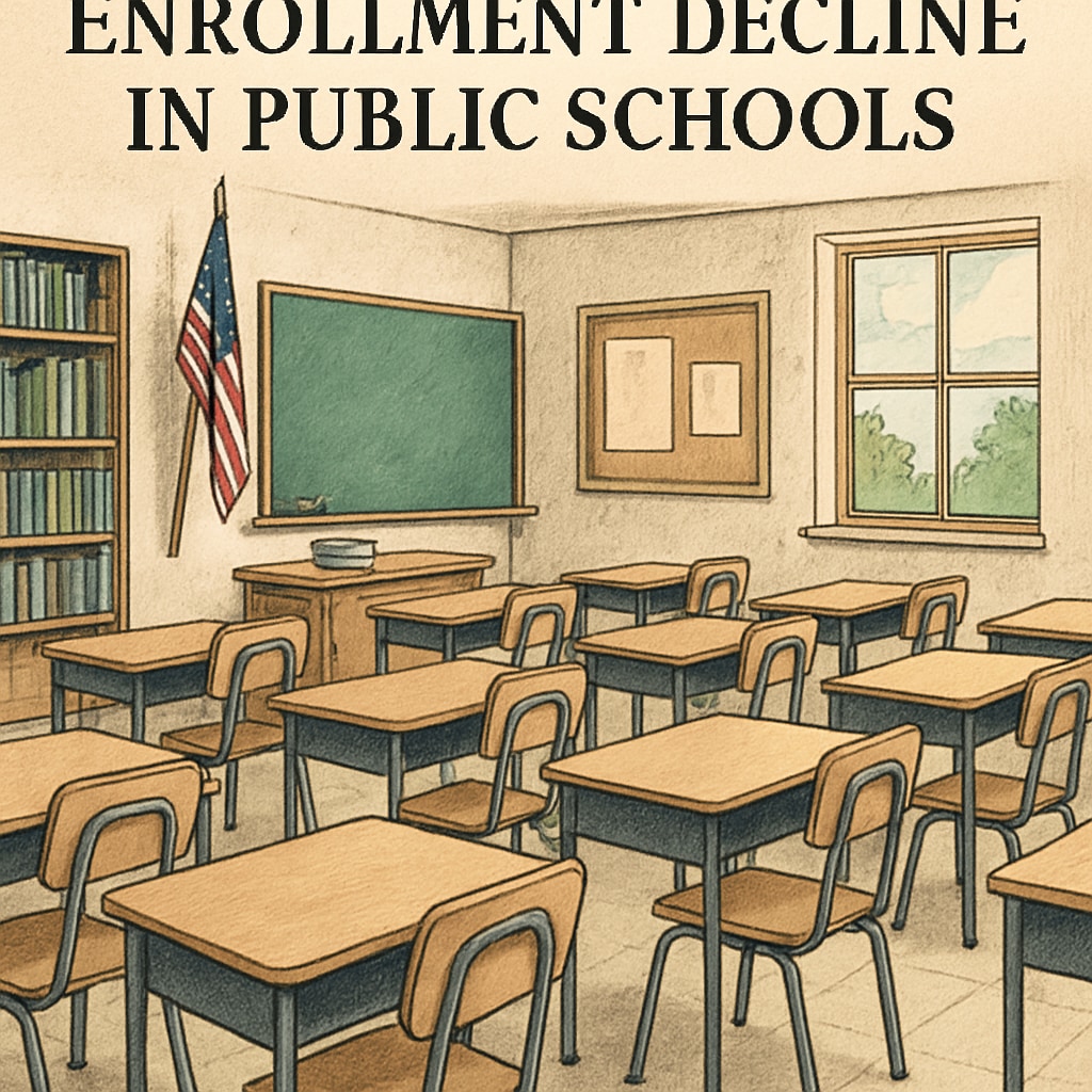 Empty desks in a classroom demonstrating the impact of education voucher policies on public schools.