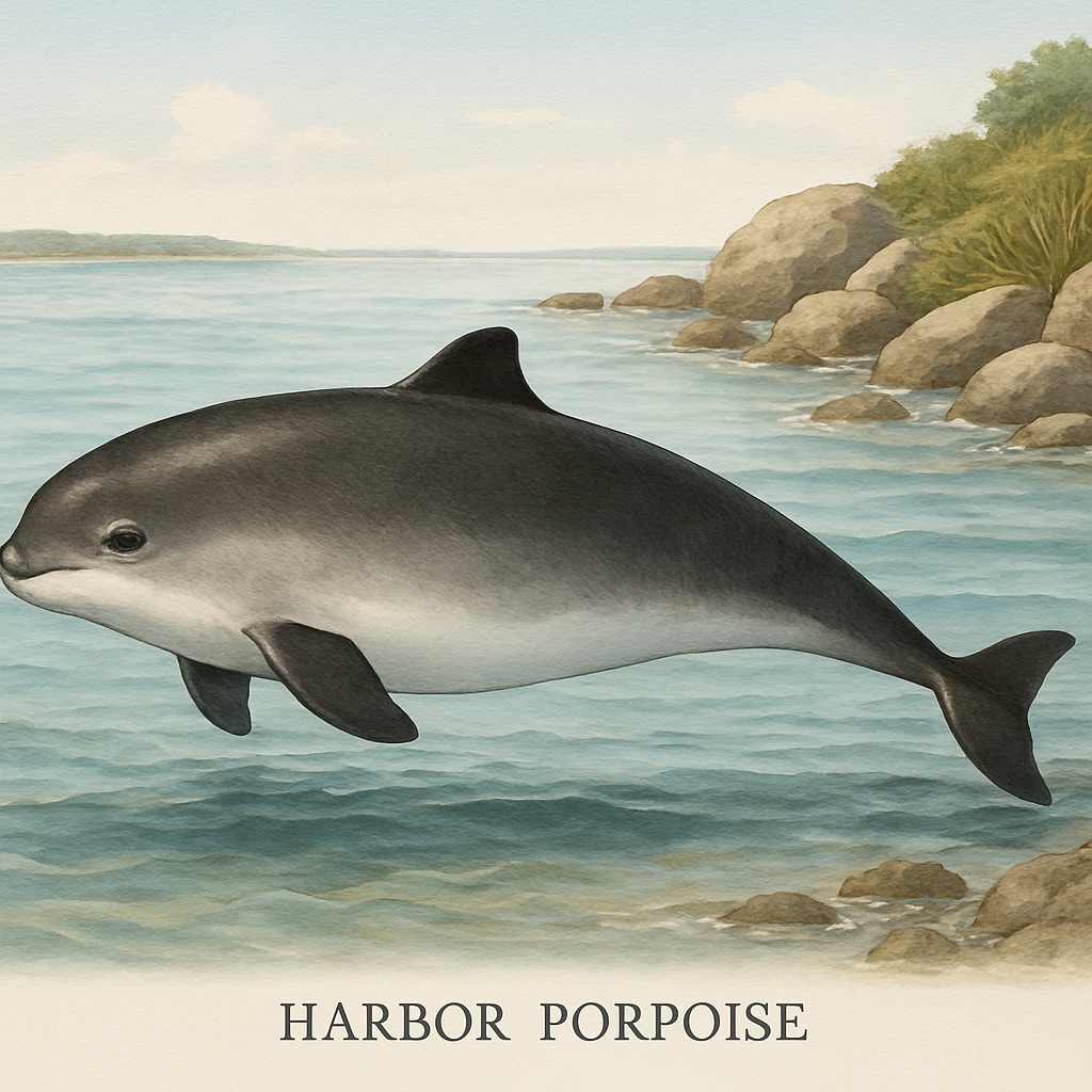 Harbor porpoise in coastal waters, illustrating marine life and porpoise classification.