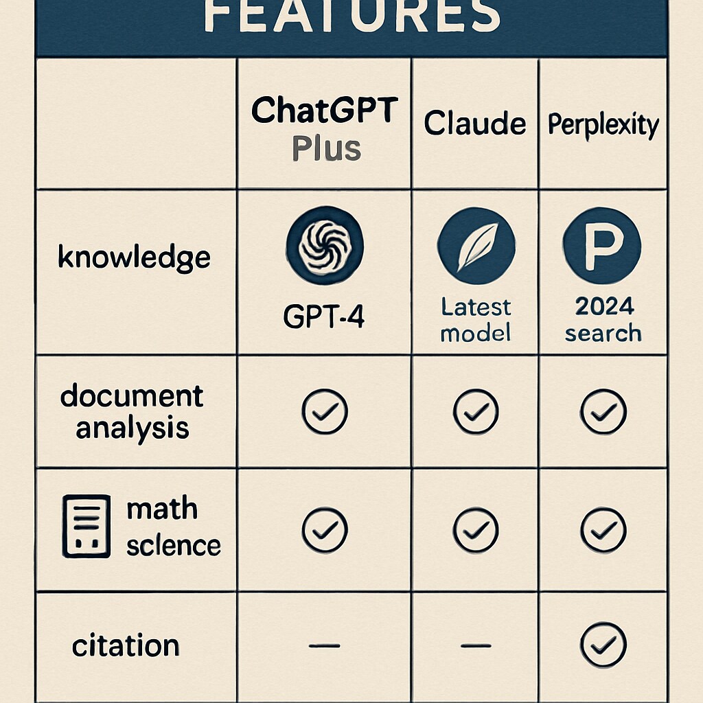 Comparison of AI subscription services for college learning.