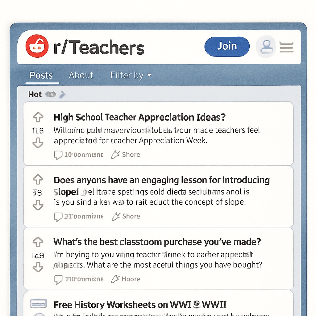 Screenshot of r/Teachers subreddit illustrating education networks and subreddits.