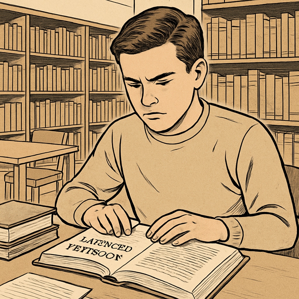 A student reading an academic book, illustrating reading skills development.