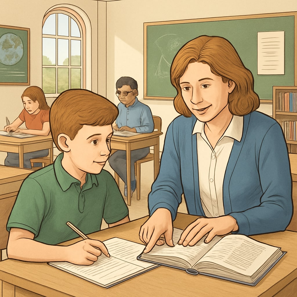 Private school classroom with personalized student-teacher interaction.