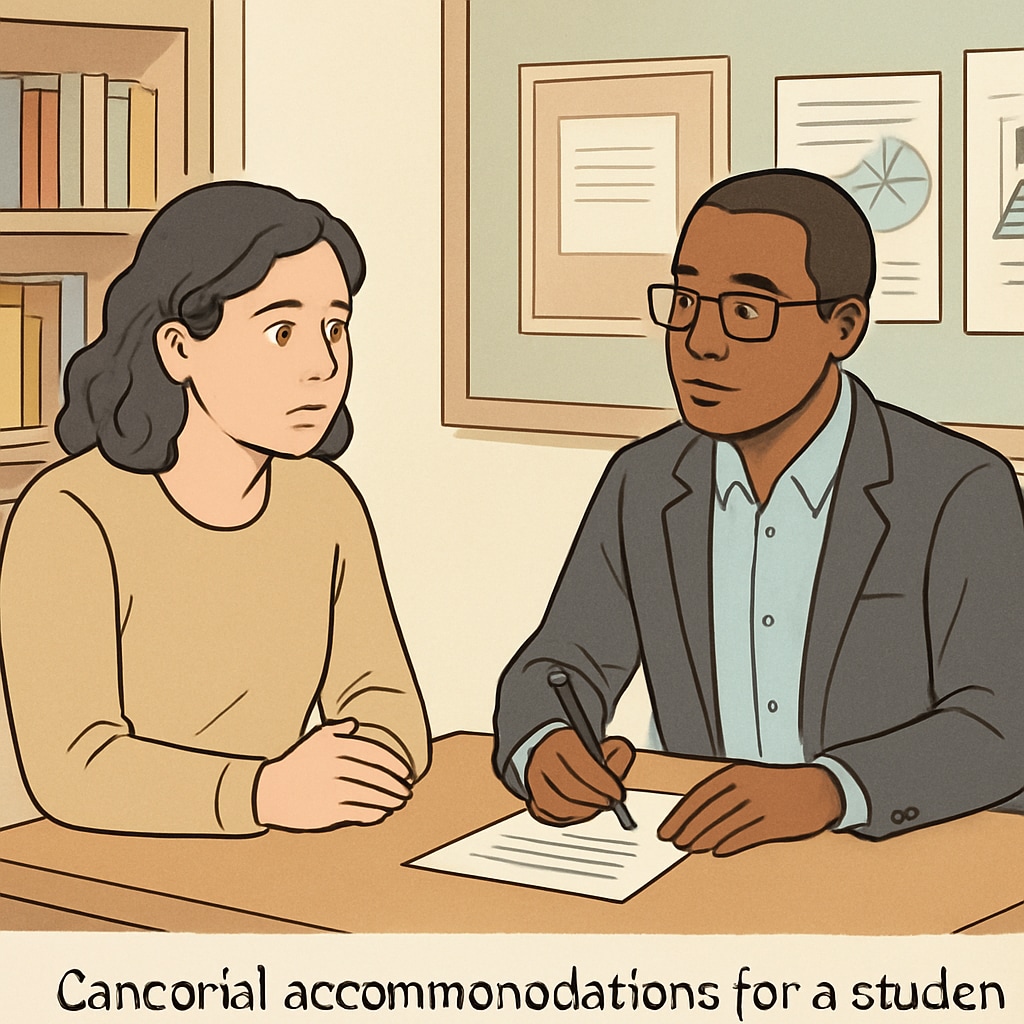 Parent discussing mental health-based school accommodations with a counselor.