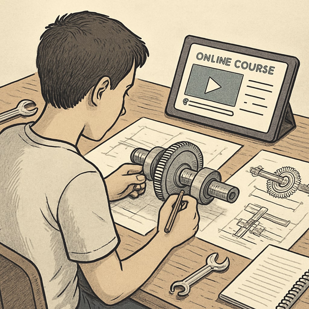 A mechanical engineering student using online resources for a second degree.