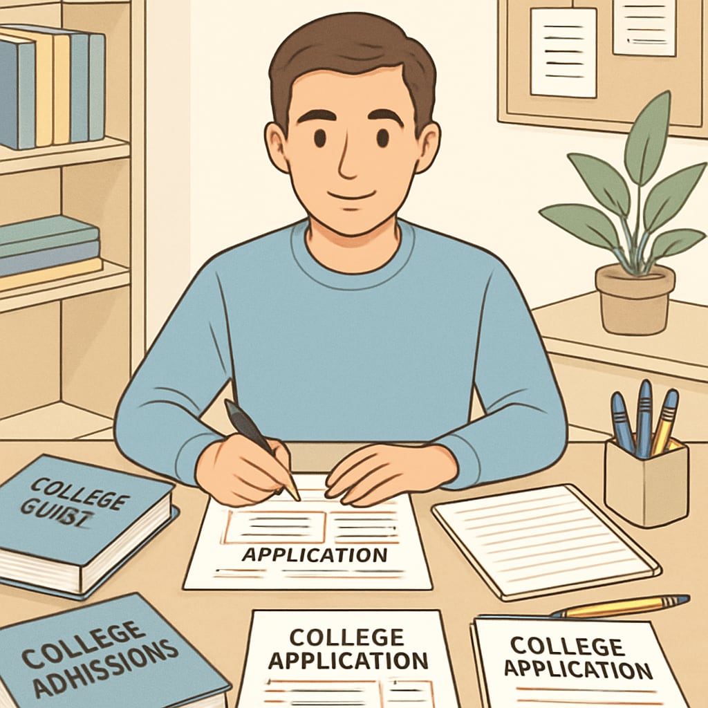 Freshman student preparing for college applications.
