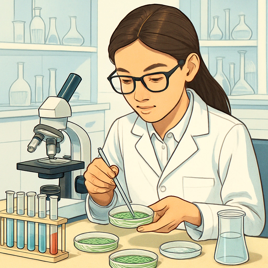 A young, academically gifted student conducting biology experiments in a laboratory setting as part of advanced STEM education. Gifted student conducting biology experiments related to neurosurgery learning supplements.