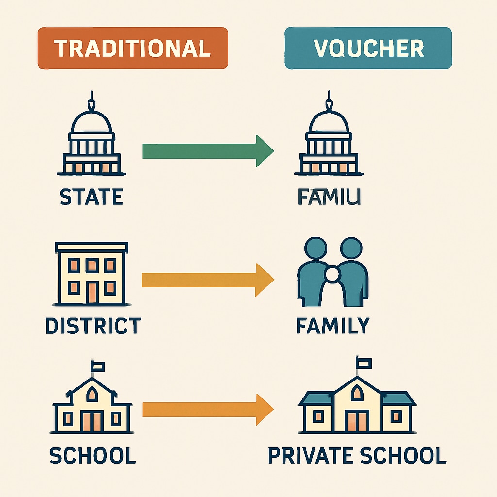 School voucher funding vs public school funding infographic