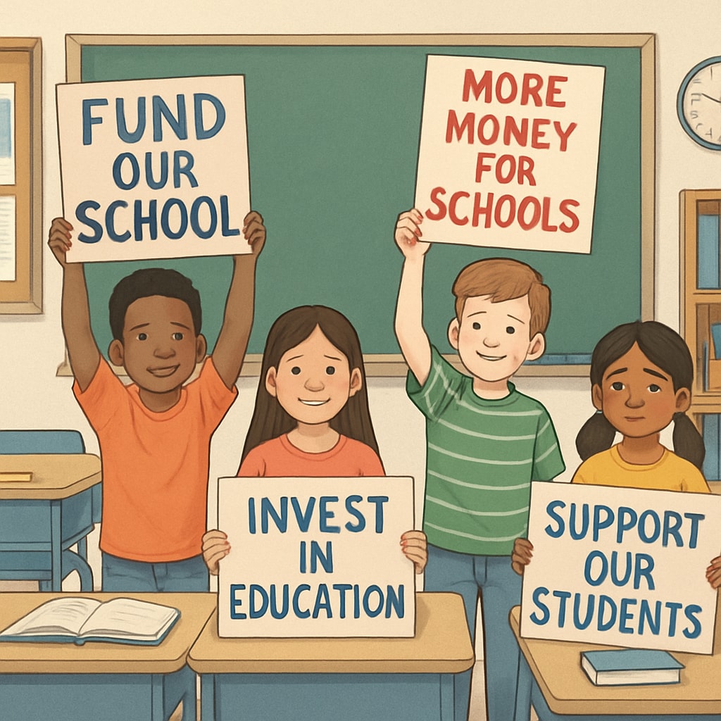Public school students advocating for education funding amid voucher debates
