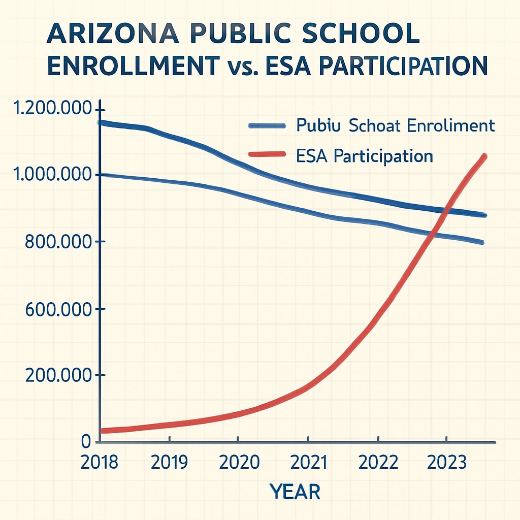 Data visualization of school voucher impact on Arizona district enrollment