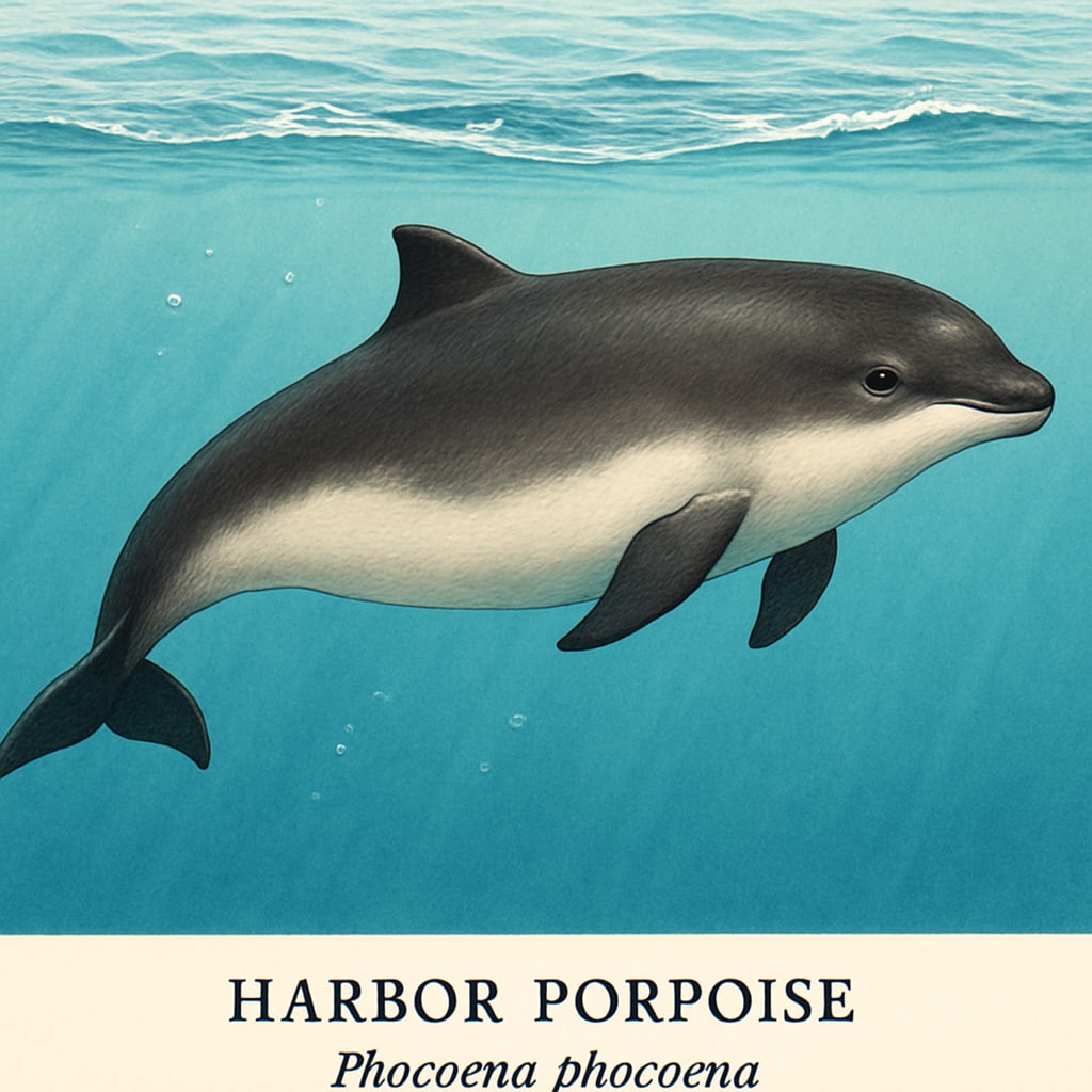 Harbor porpoise marine mammal swimming in natural habitat