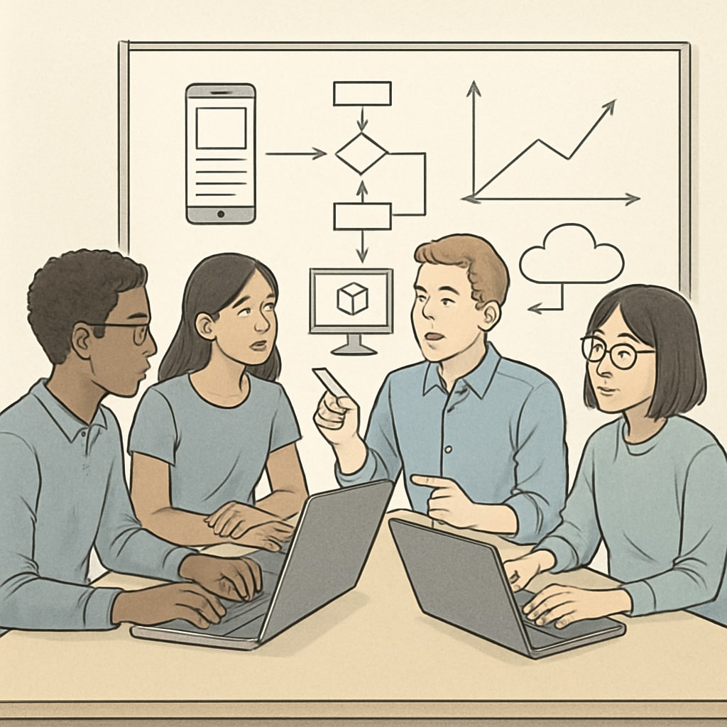 Students planning IT career paths through education