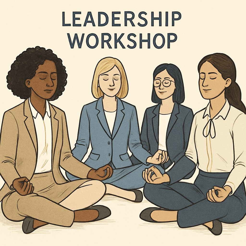Diverse group of female business owners sitting in a circle practicing meditation techniques during a leadership workshop Women entrepreneurs practicing Sadhguru's communication exercises