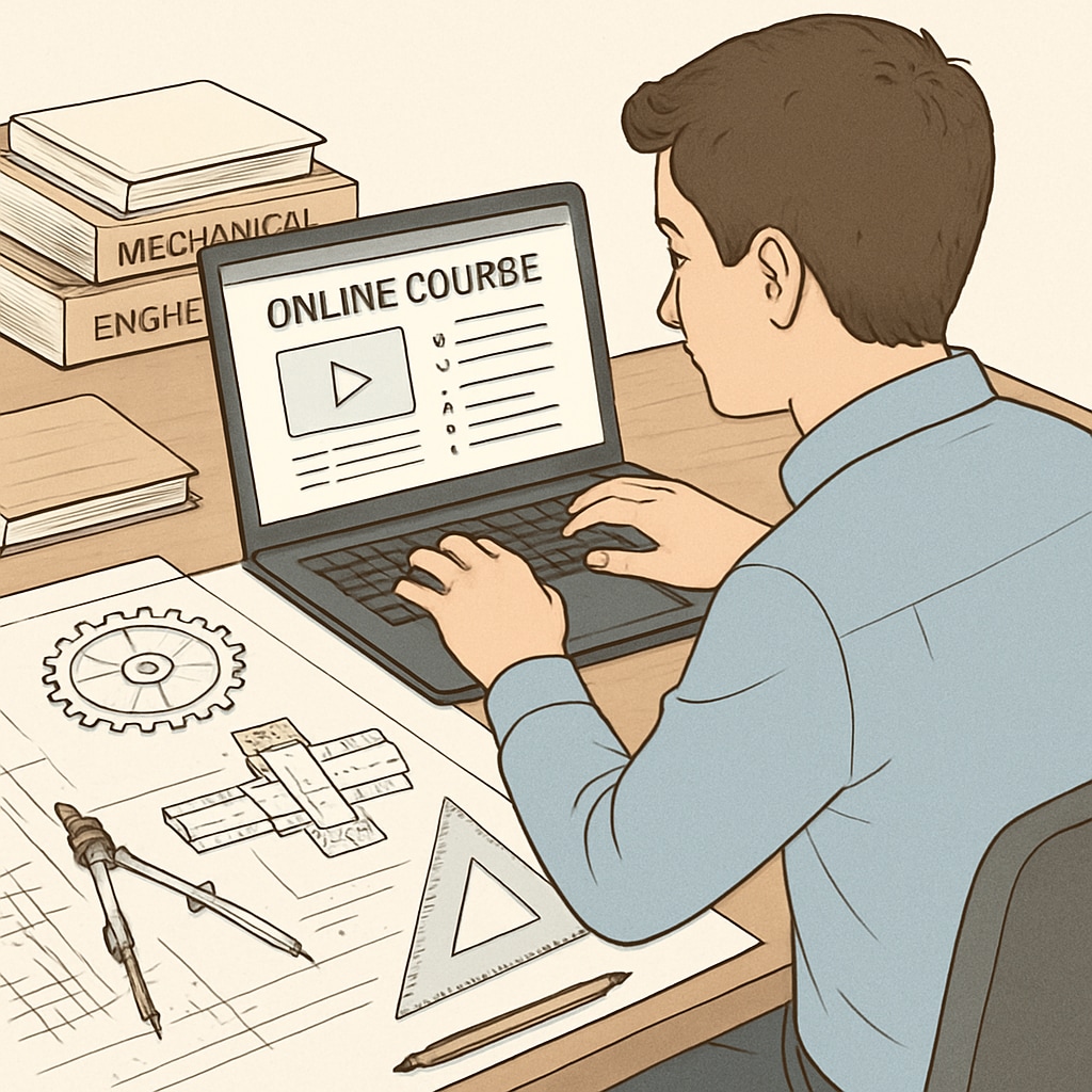 Mechanical engineering student utilizing online degree program