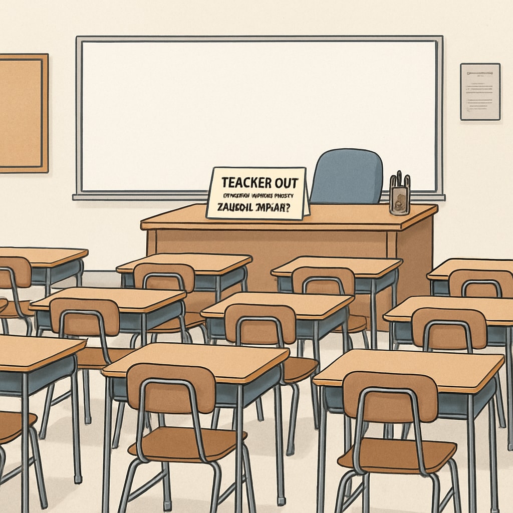 Teacherless Tuesday protest empty classroom