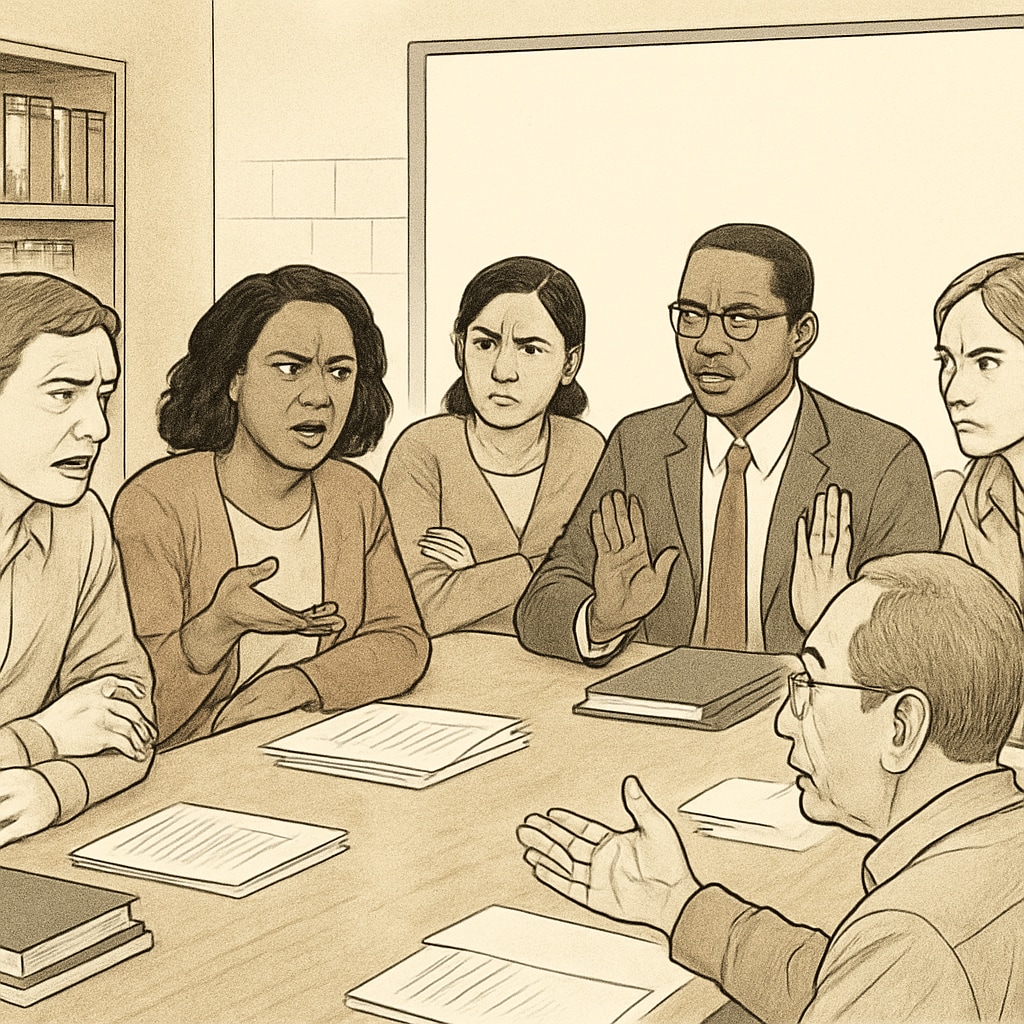Parents and teachers debating school attendance policies and parental concerns