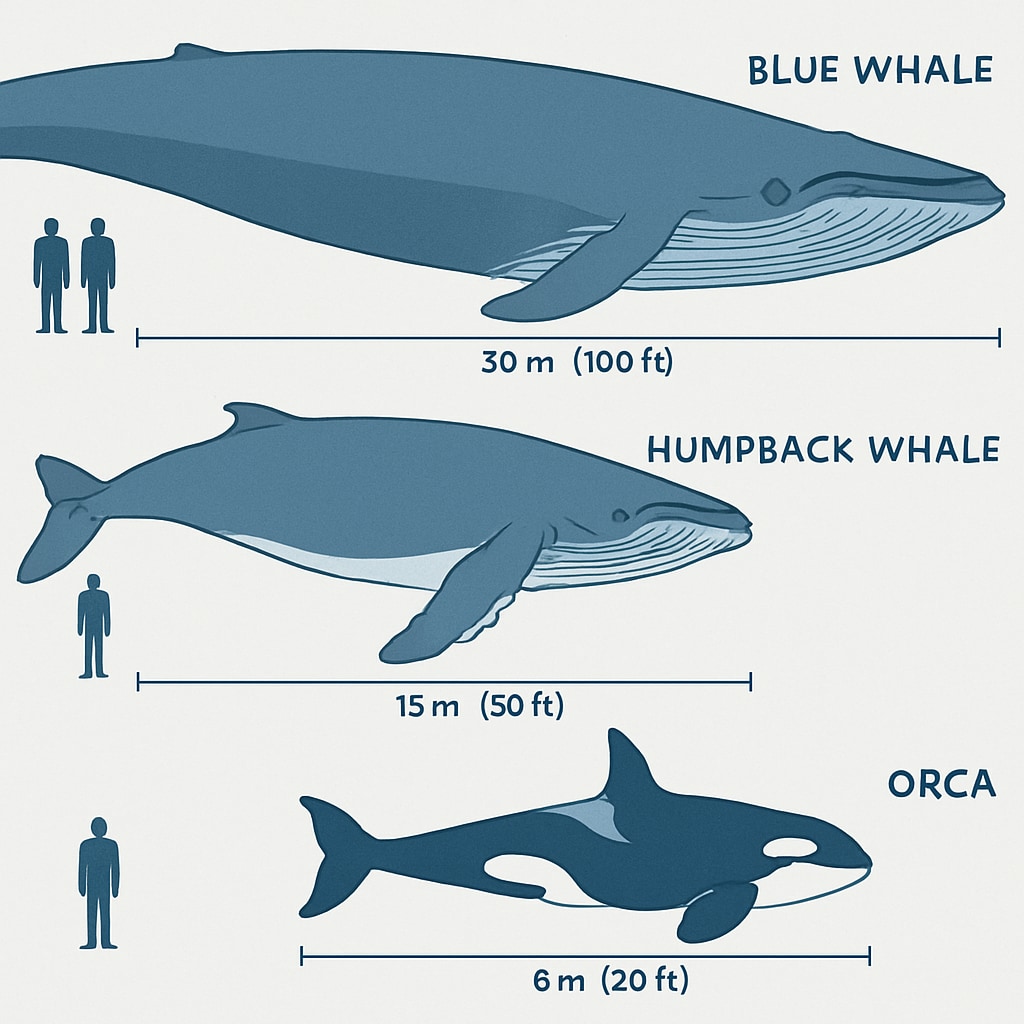 Whale species size comparison chart