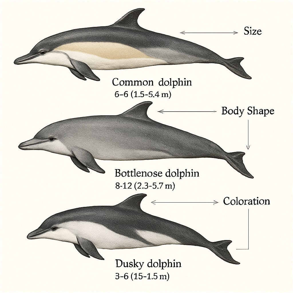 Comparative diagram of dolphin species classification