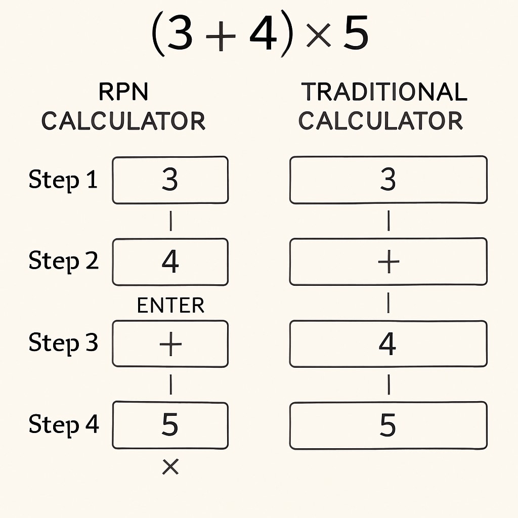 RPN calculator input efficiency demonstration