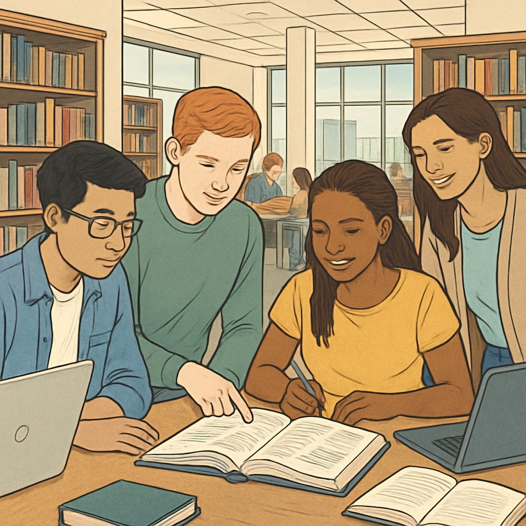 AS-level students discussing affordable university options