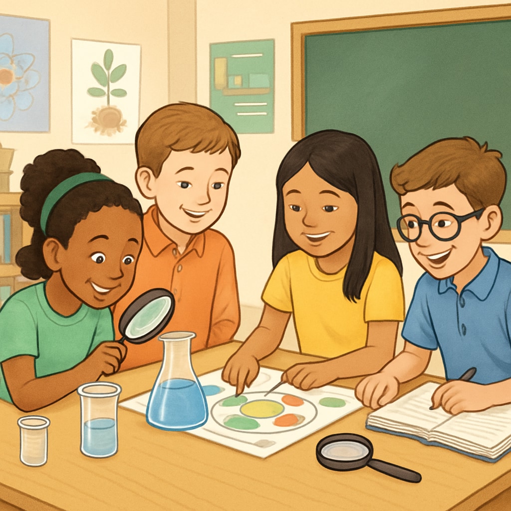 Public elementary school students participating in hands-on learning